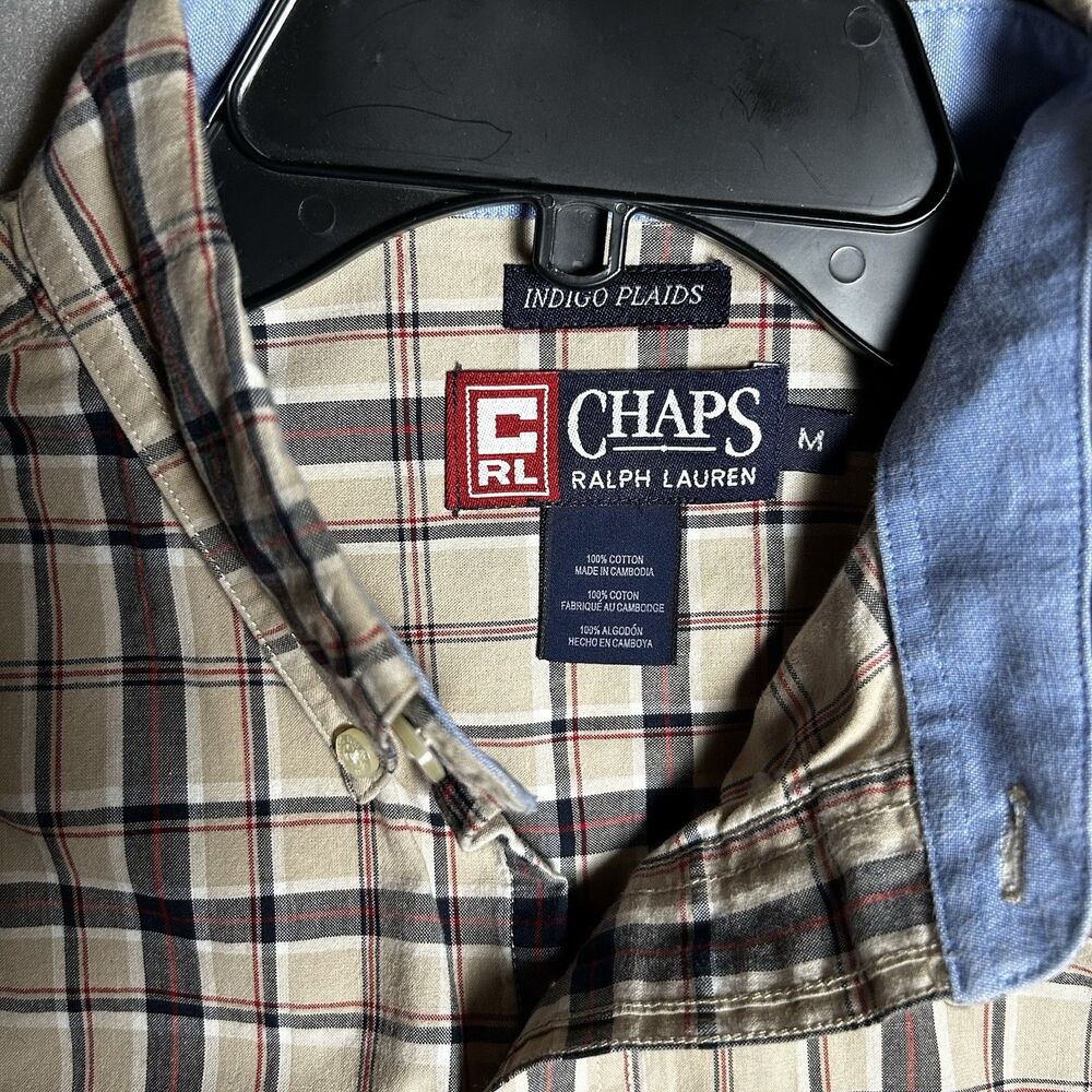 Chaps Ralph Lauren Indigo Plaid Collection Men’s Size Medium Button Front Shirt - Picture 3 of 4